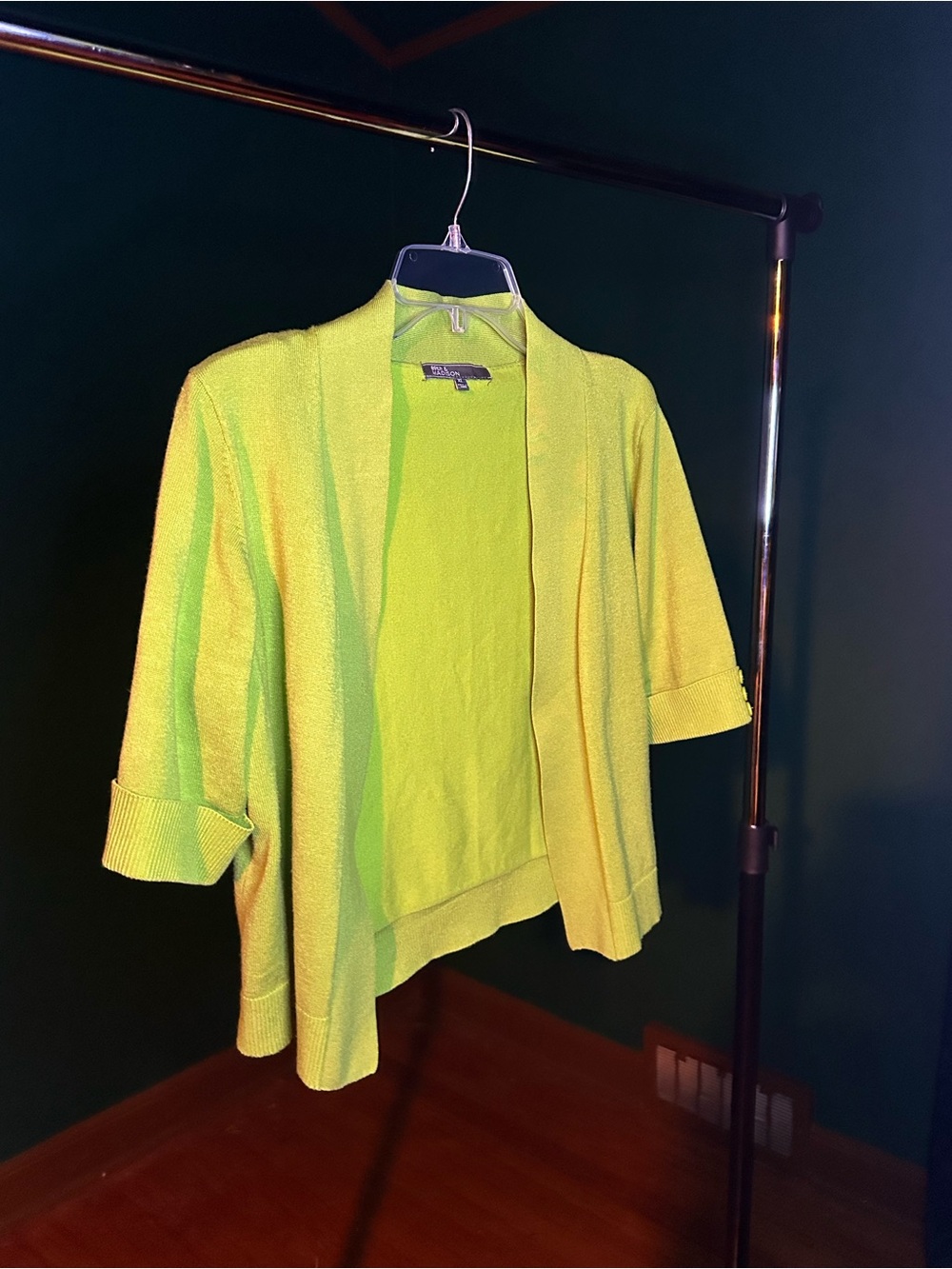 89th & Madison Lime Green Open-Front Knit Blazer